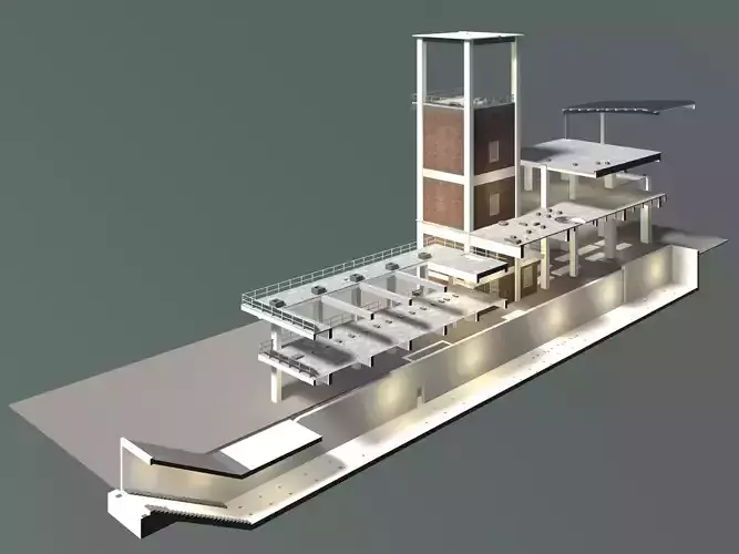 Industrial building in section cut 25i08 3D model