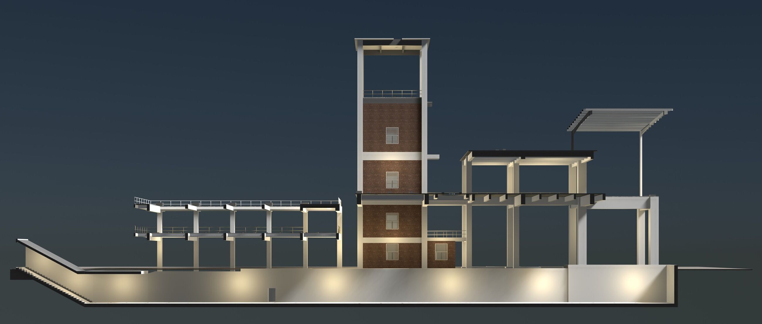 Industrial building in section cut 25i08 3D model_4