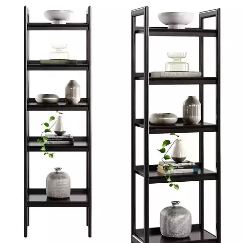Tate Black Wood 5-Shelf Narrow Bookcase