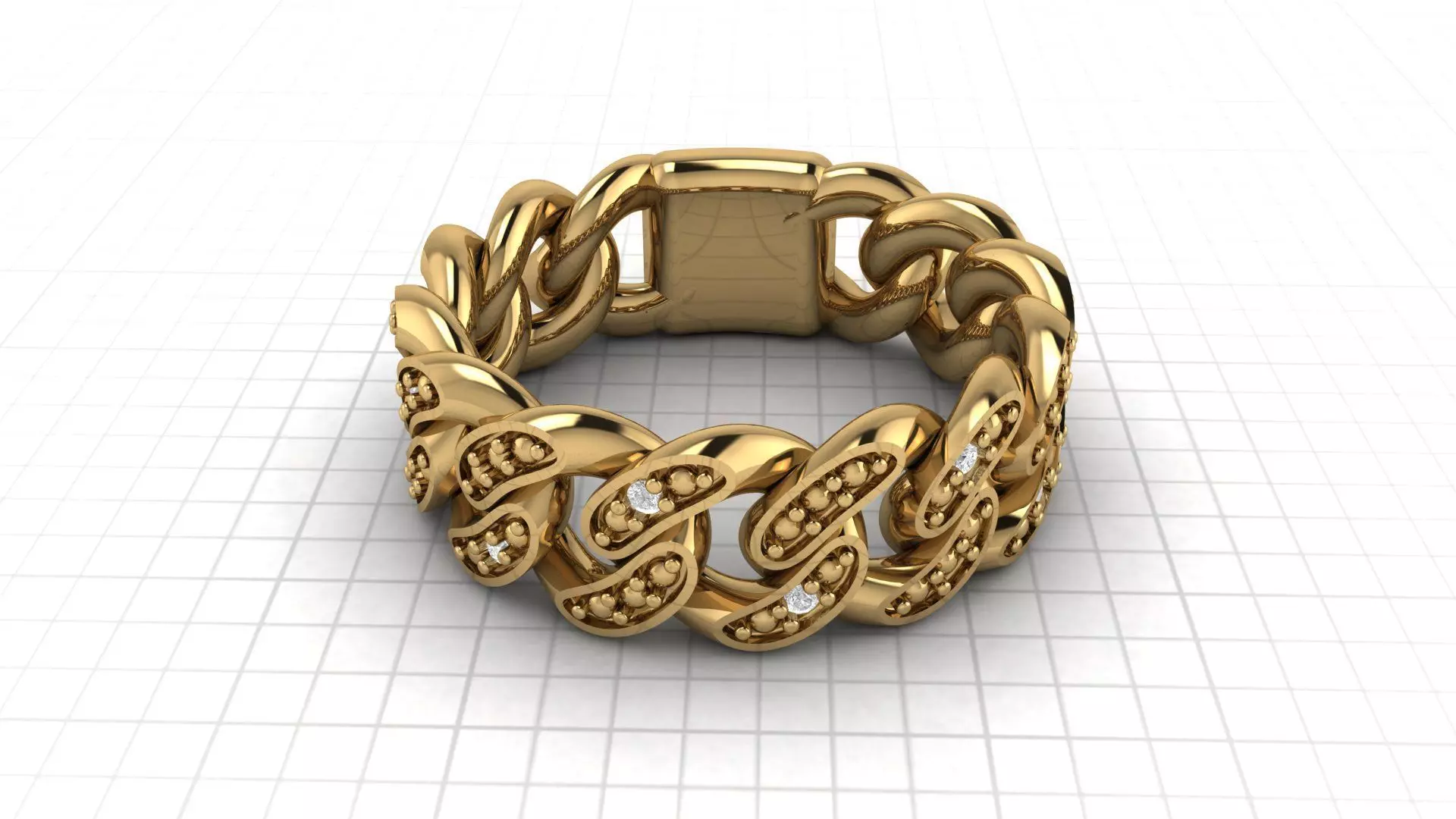 Cuban Link Chain Ring Stackable Ring 3D print model 3D print model