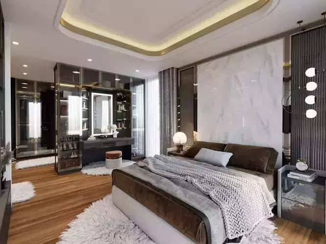 Modern Bedroom 3D Interior Scene