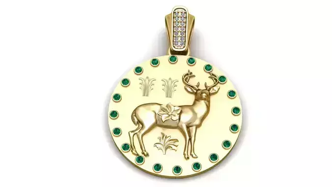 DEER ANIMAL COIN PENDANT 3D PRINTABLE MODEL 
