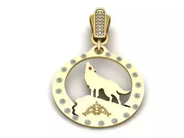 WOLF GOLD PENDANT 3D PRINTABLE MODLE 