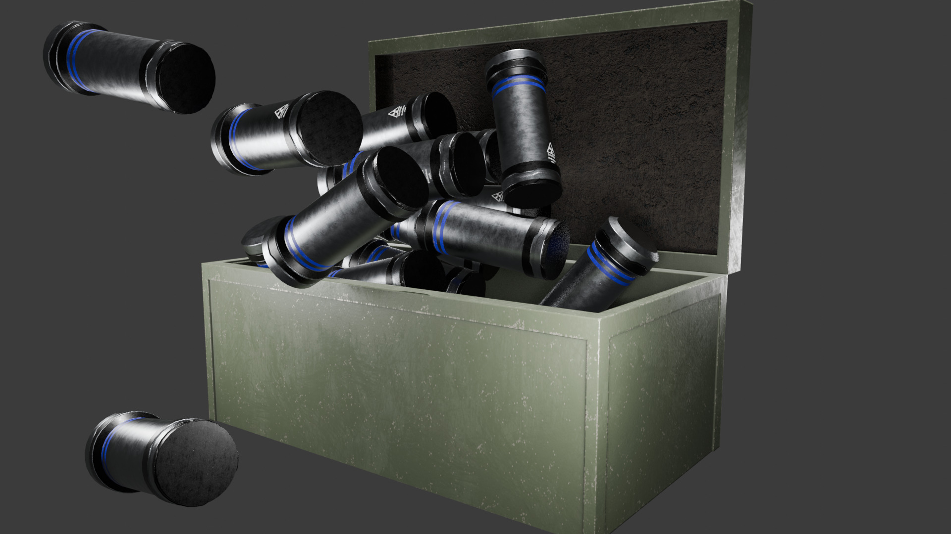 Futuristic grenade 3 Low-poly 3D model_5