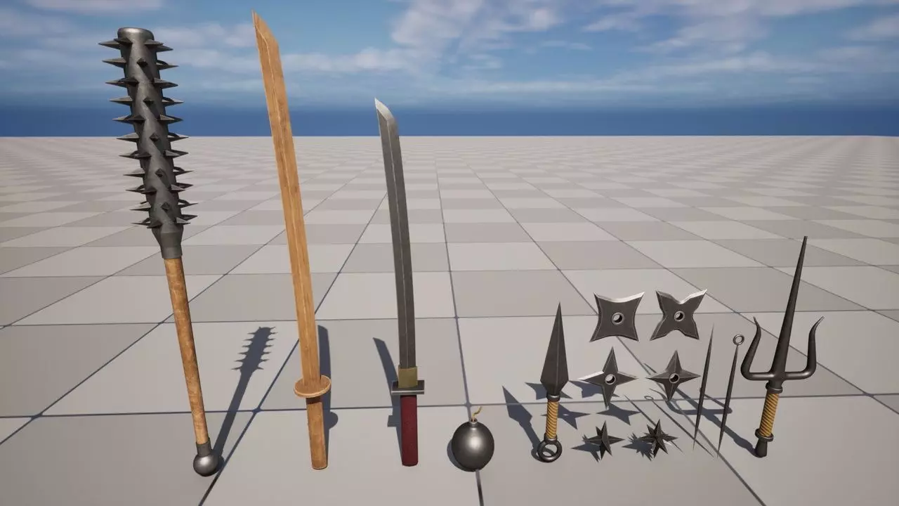 Ninja Weapons Low-poly 3D model