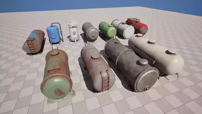 Tank containers Low-poly 3D model