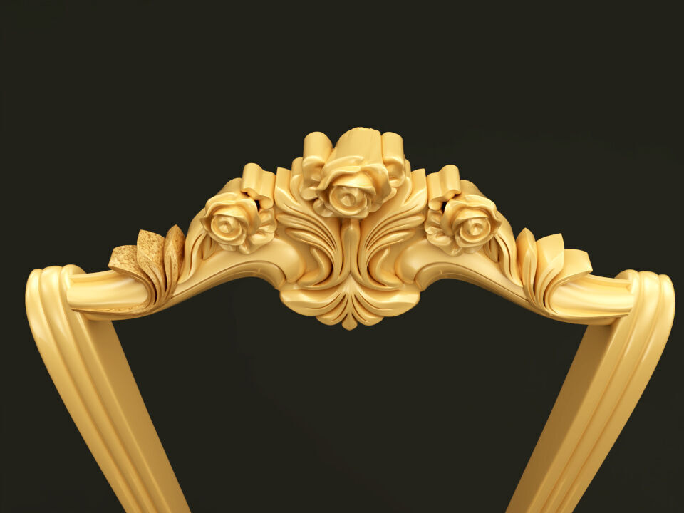 Classic Baroque Style Wooden Chair Base for CNC 3D model_8