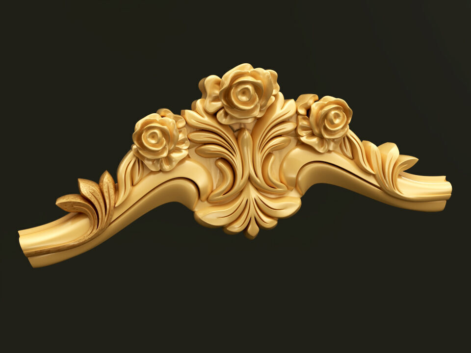 Classic Baroque Style Wooden Chair Base for CNC 3D model_3