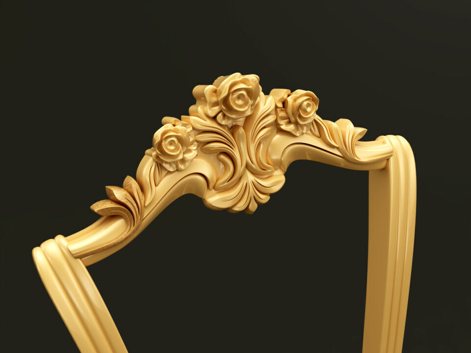 Classic Baroque Style Wooden Chair Base for CNC 3D model_2