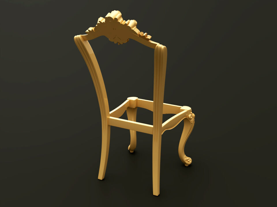 Classic Baroque Style Wooden Chair Base for CNC 3D model_1