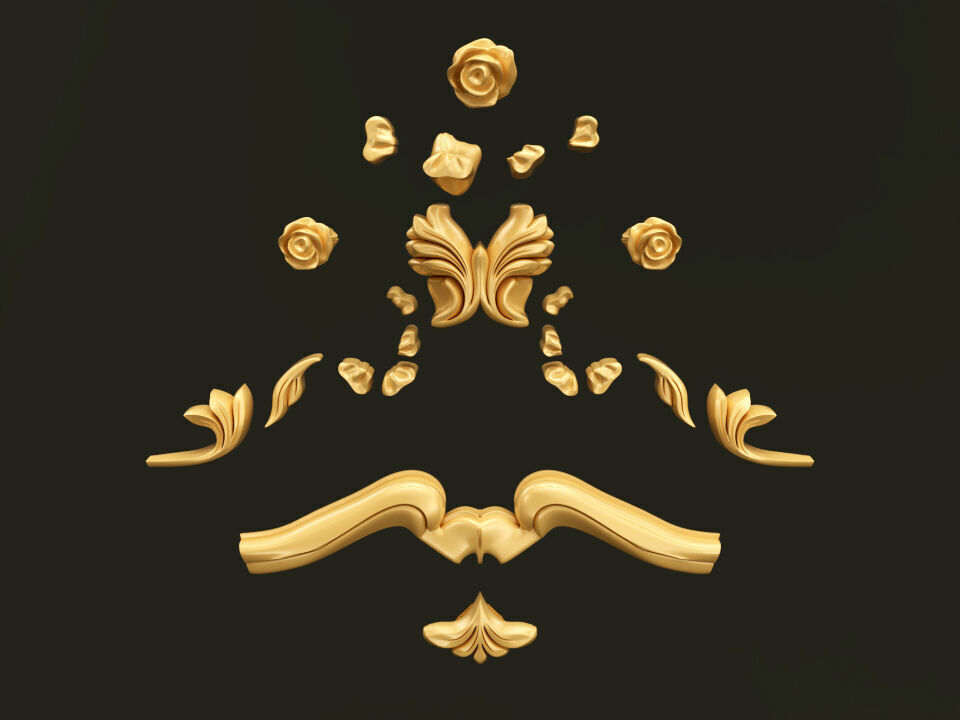 Classic Baroque Style Wooden Chair Base for CNC 3D model_9