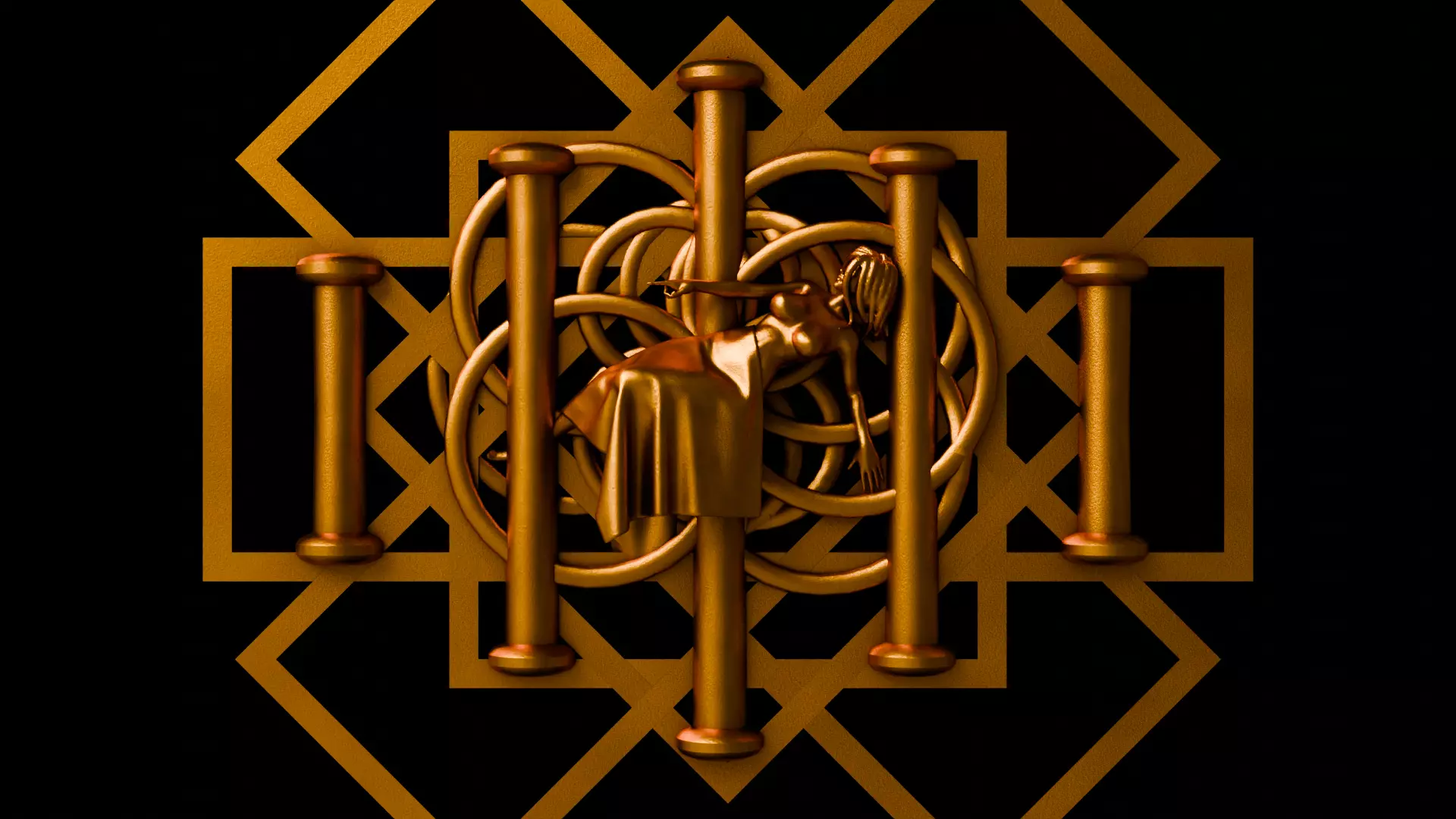 golden statue 3D model_0