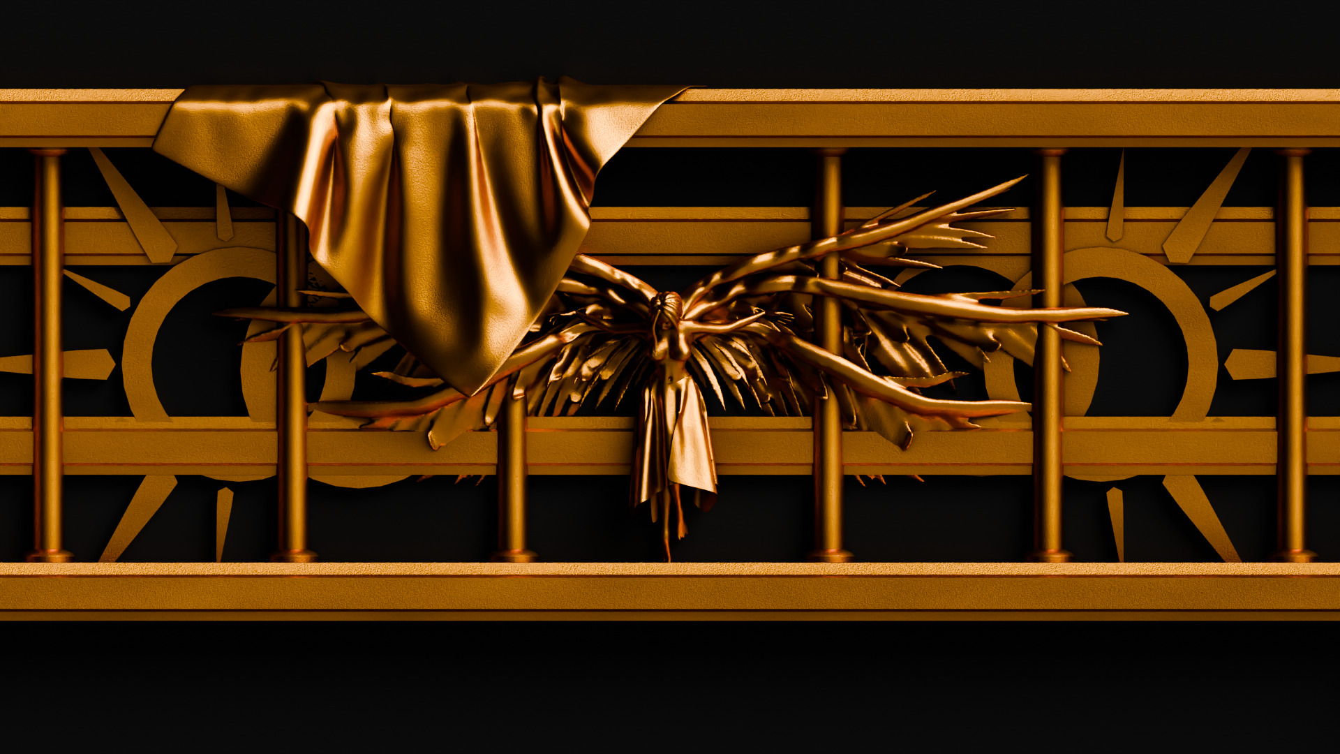 golden statue 3D model_1