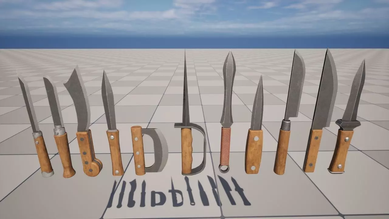Knives Low-poly 3D model_0
