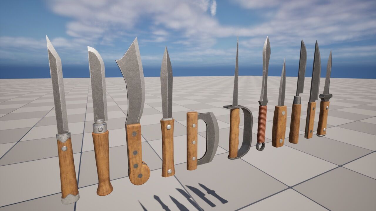 Knives Low-poly 3D model_1
