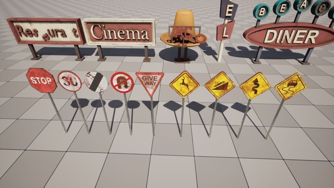 Post Apocalyptic Signs Low-poly 3D model_3