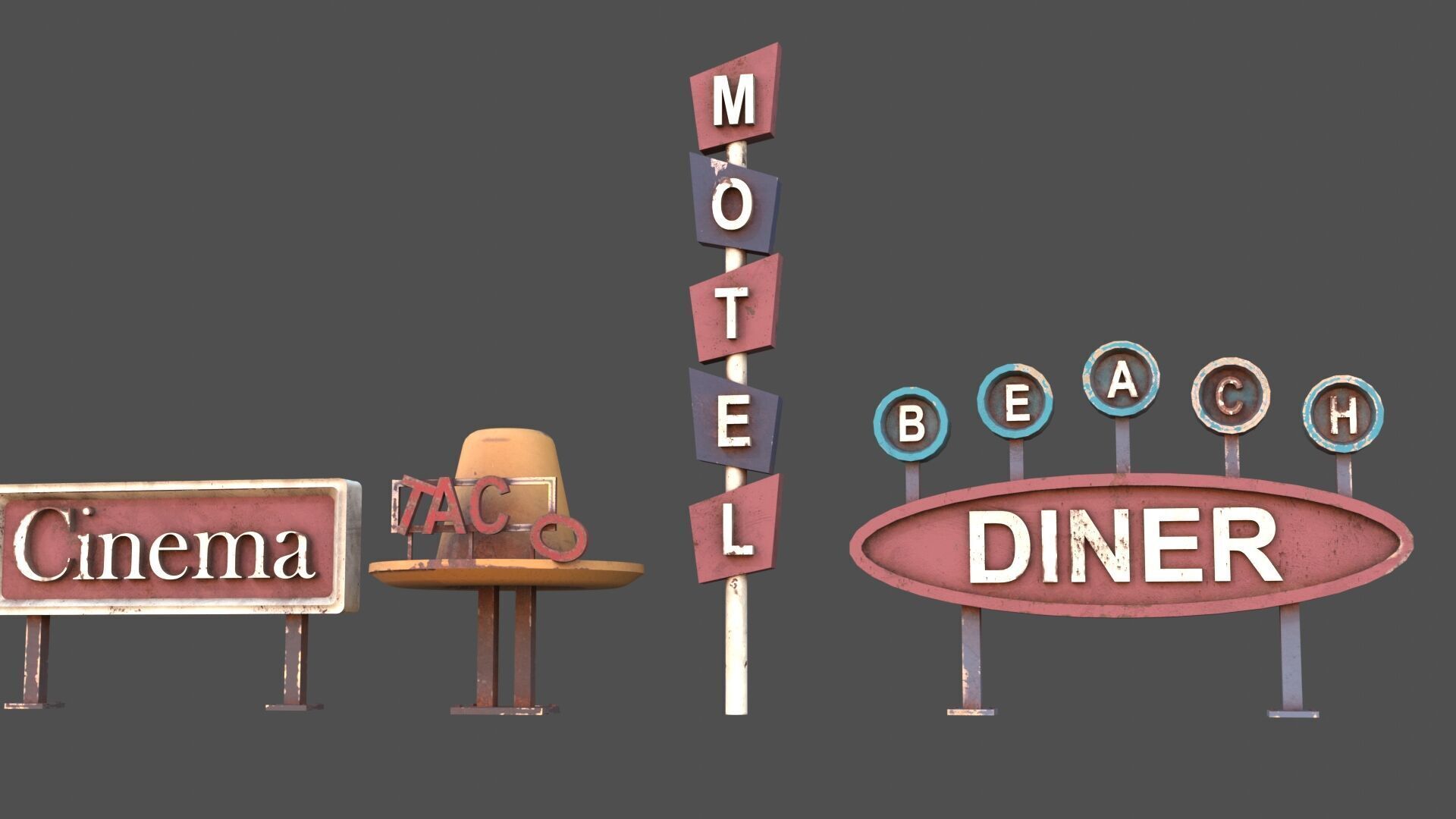 Post Apocalyptic Signs Low-poly 3D model_7
