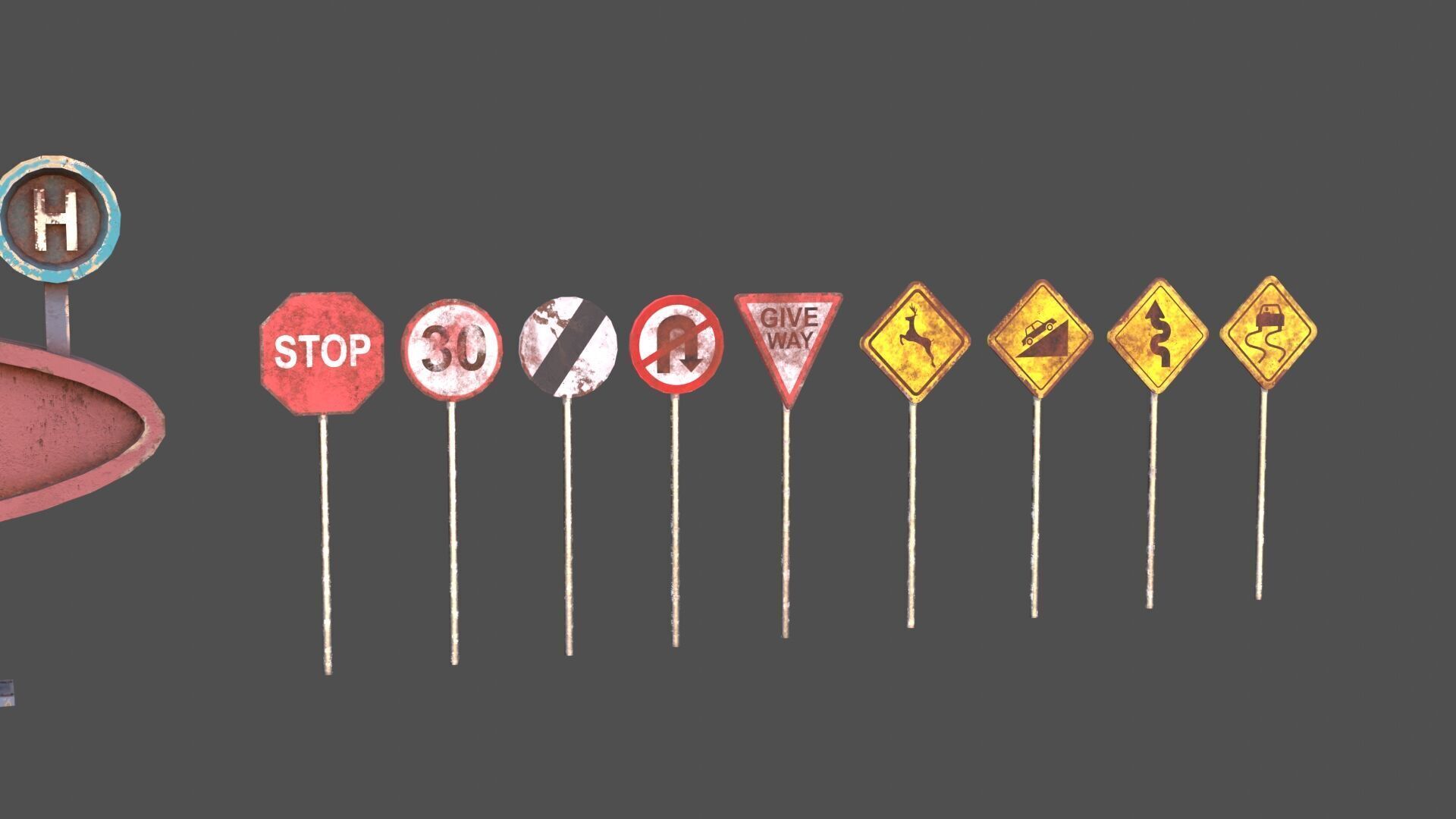 Post Apocalyptic Signs Low-poly 3D model_6