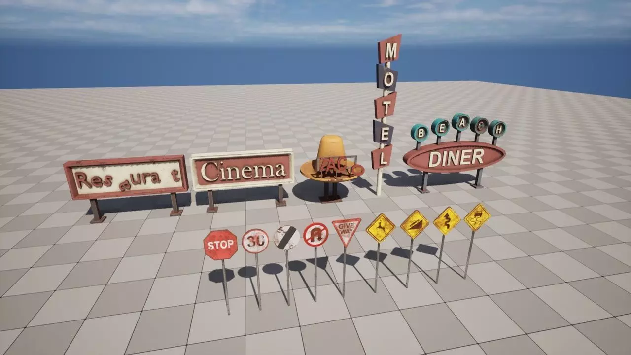 Post Apocalyptic Signs Low-poly 3D model_0