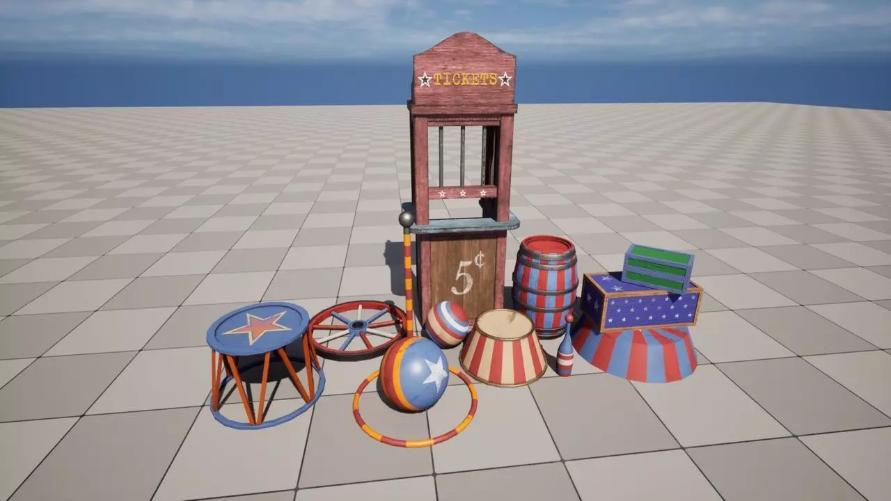 Circus Props Low-poly 3D model