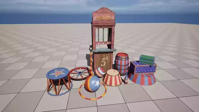 Circus Props Low-poly 3D model