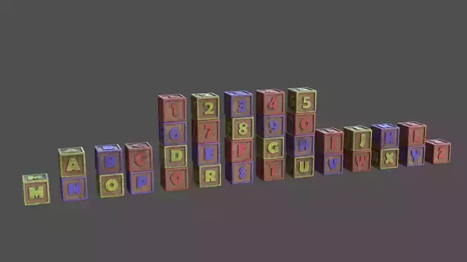 Toy Wooden Blocks Low-poly 3D model