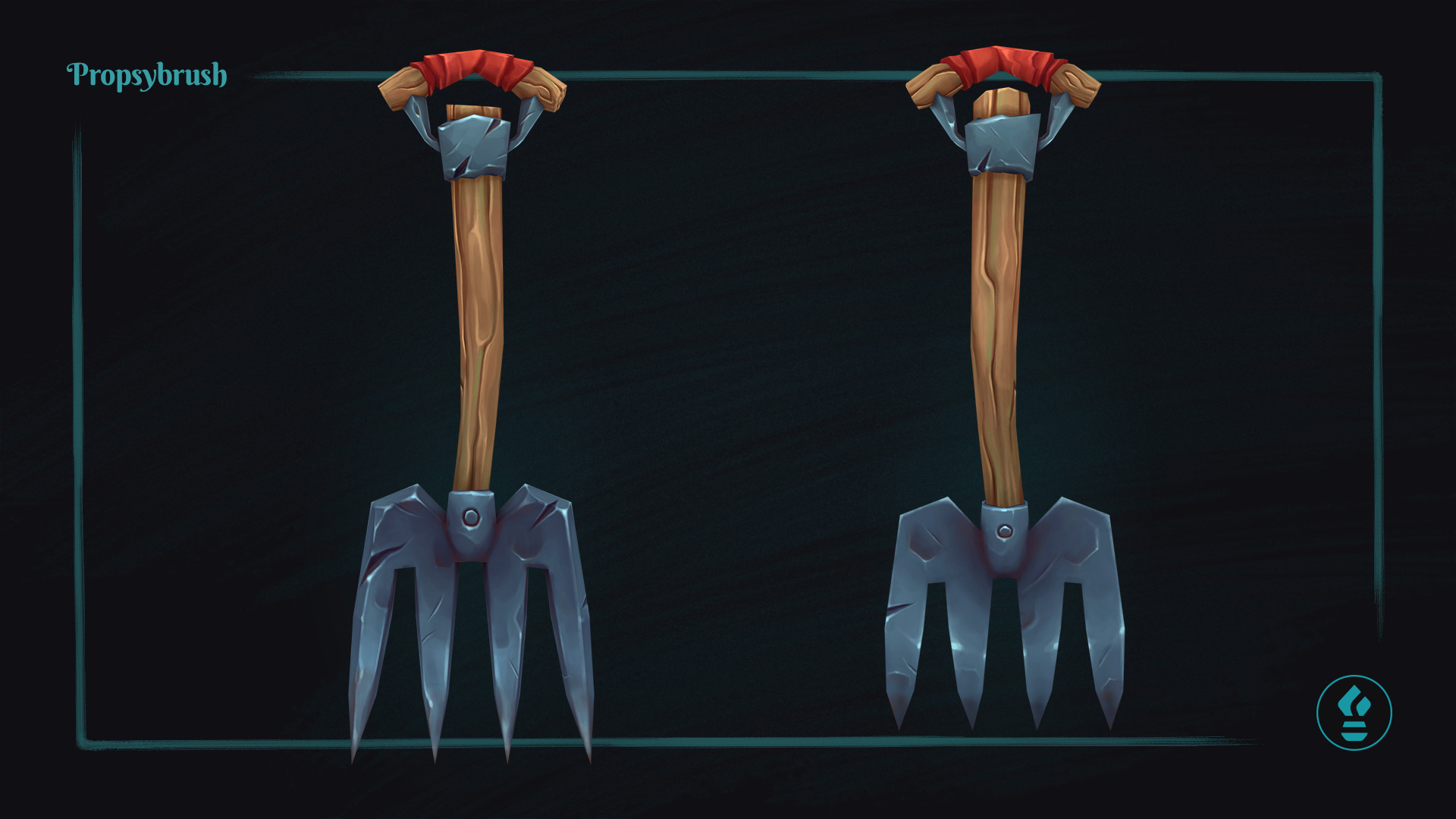 Stylized Pitchfork Prop - Game-Ready Hand-Painted Asset - Low-poly 3D model_3