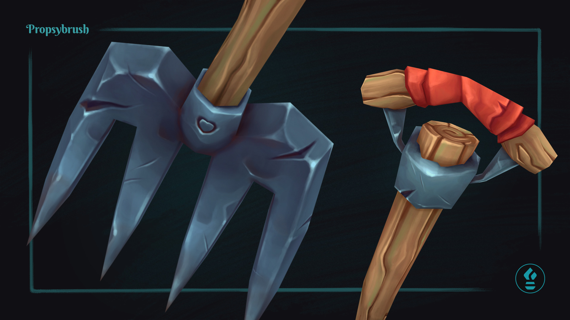 Stylized Pitchfork Prop - Game-Ready Hand-Painted Asset - Low-poly 3D model_6