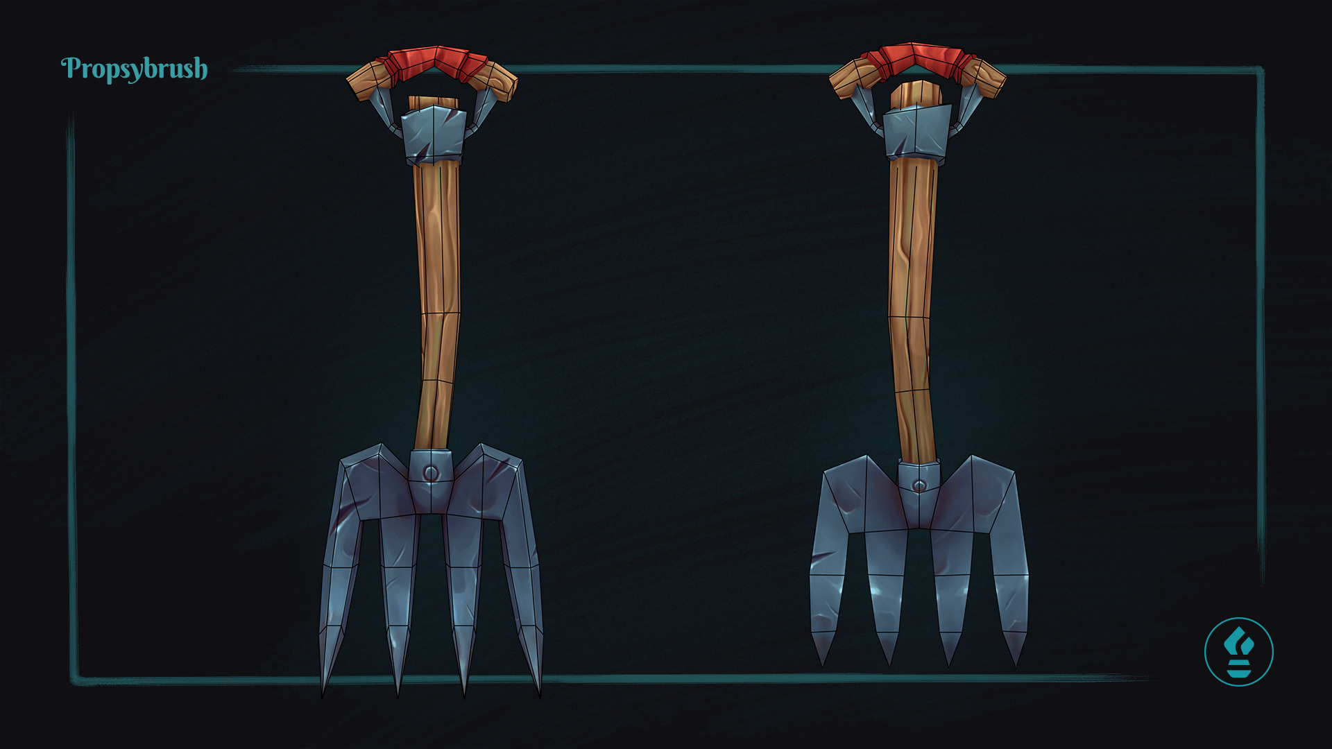 Stylized Pitchfork Prop - Game-Ready Hand-Painted Asset - Low-poly 3D model_4