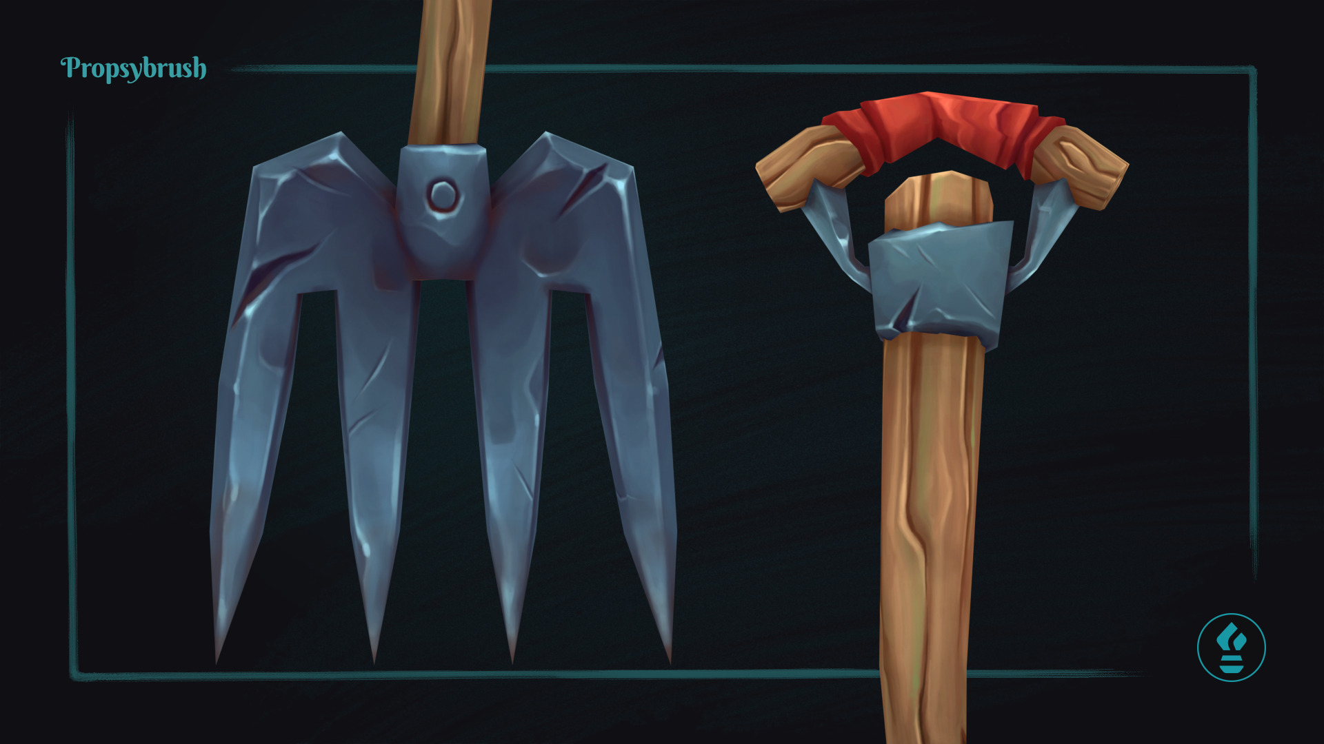 Stylized Pitchfork Prop - Game-Ready Hand-Painted Asset - Low-poly 3D model_5
