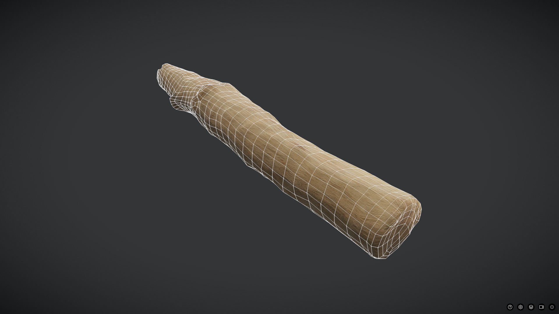 Wooden Stick Low-poly 3D model_6