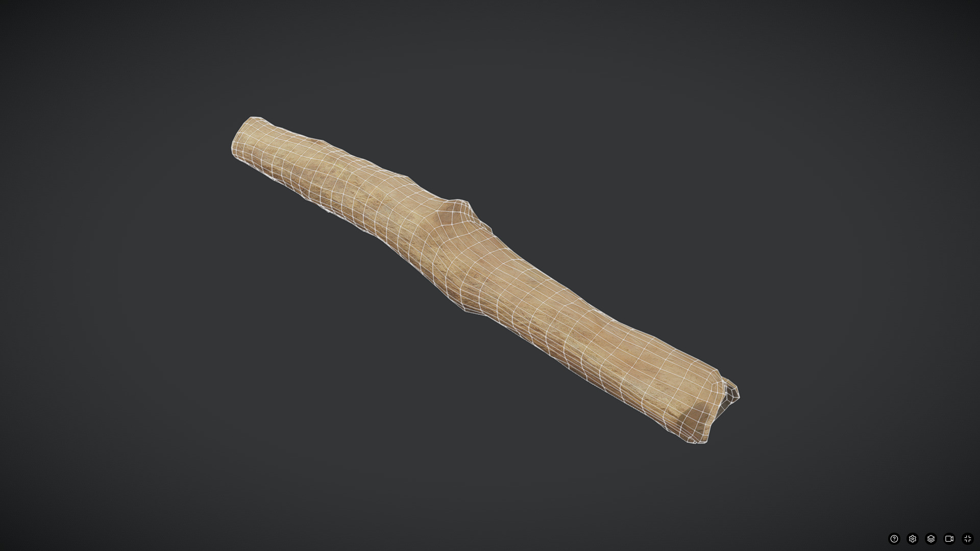 Wooden Stick Low-poly 3D model_2