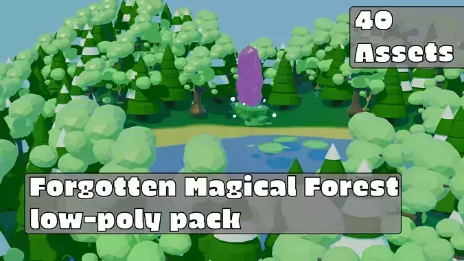 Forgotten Magical Forest Cartoon low poly pack