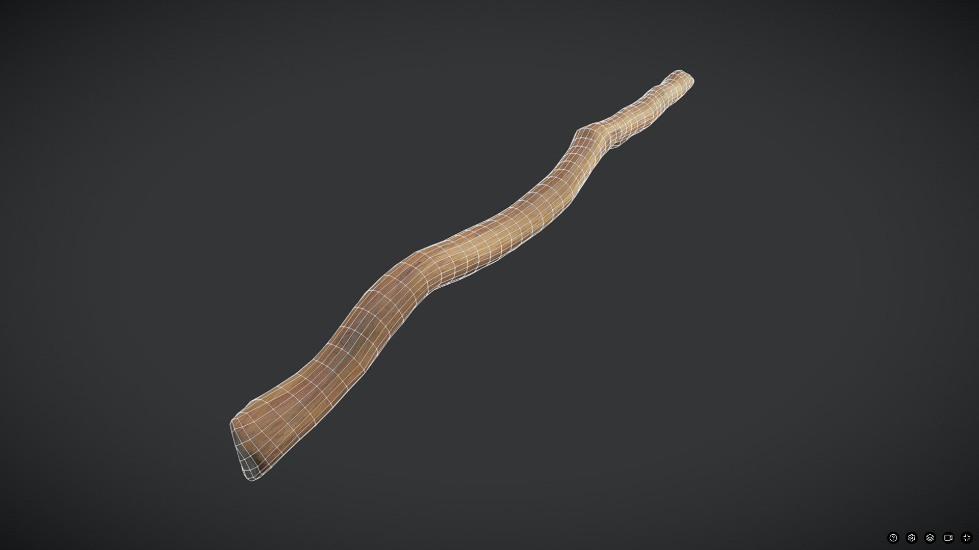 Wooden Stick 2 Low-poly 3D model_4