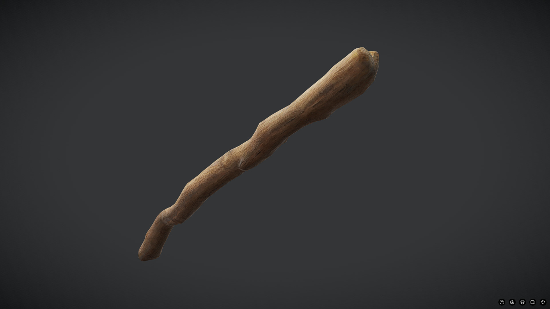 Wooden Stick 2 Low-poly 3D model_5