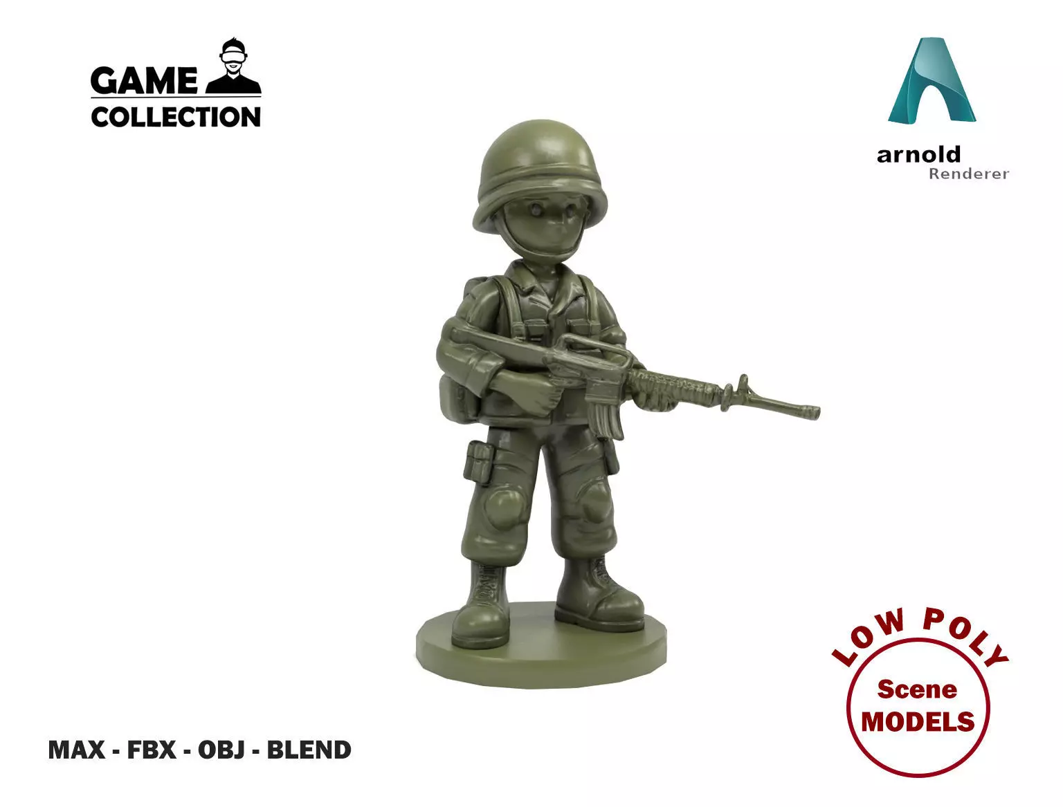 Plastic Soldier 2 Low-poly 3D model_0