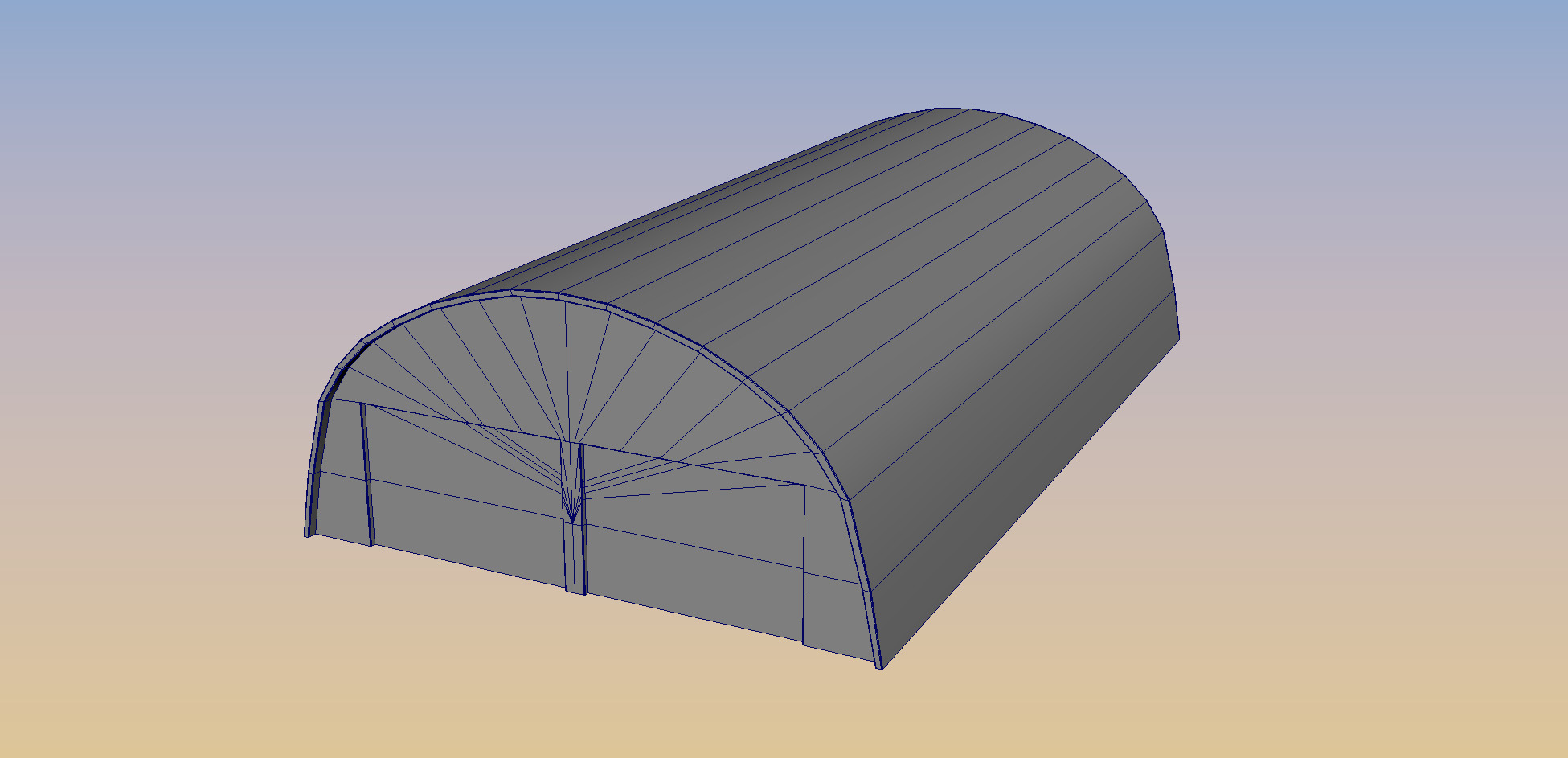 Semi Circle Plane Hangar Low-poly 3D model_4