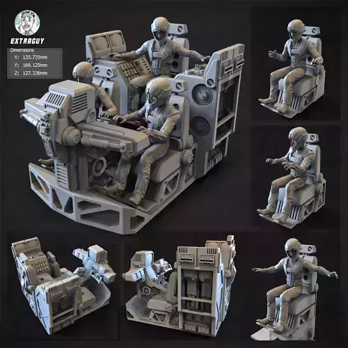  Macaroni 2 Pilots in Cockpit 100mm and 32mm 3D print model