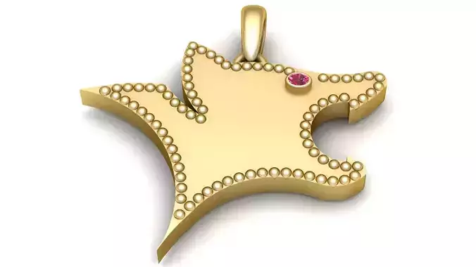 GOLDEN WOLF ANIMAL FACE PENDANT 3D PRINTABLE MODEL