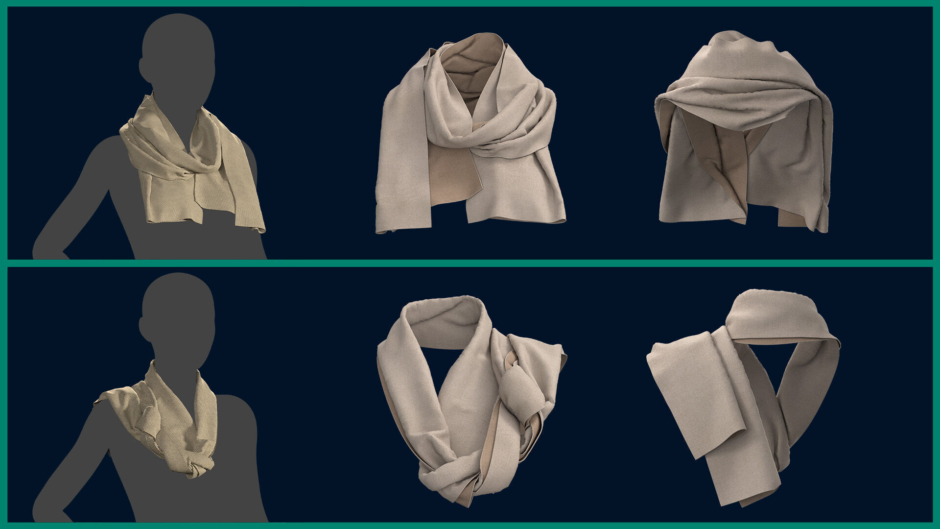 8 female scarf and shawl 3D model_4