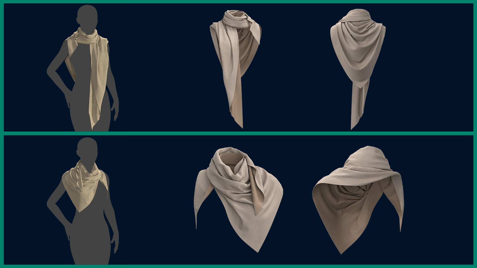 8 female scarf and shawl 3D model_3