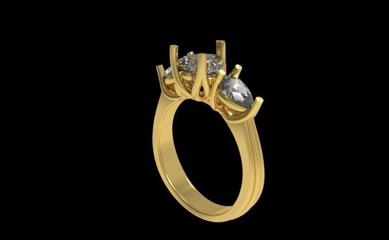 Three Diamond Ring 25 3D print model_3
