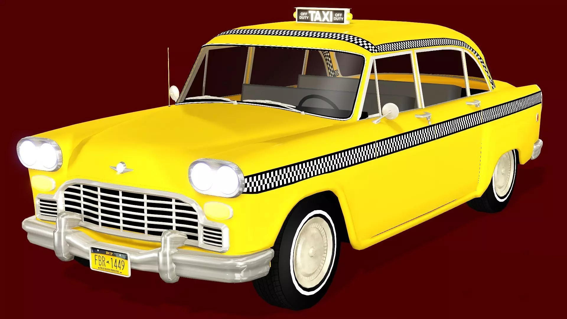 TAXI CAB CAR Low-poly 3D model_0