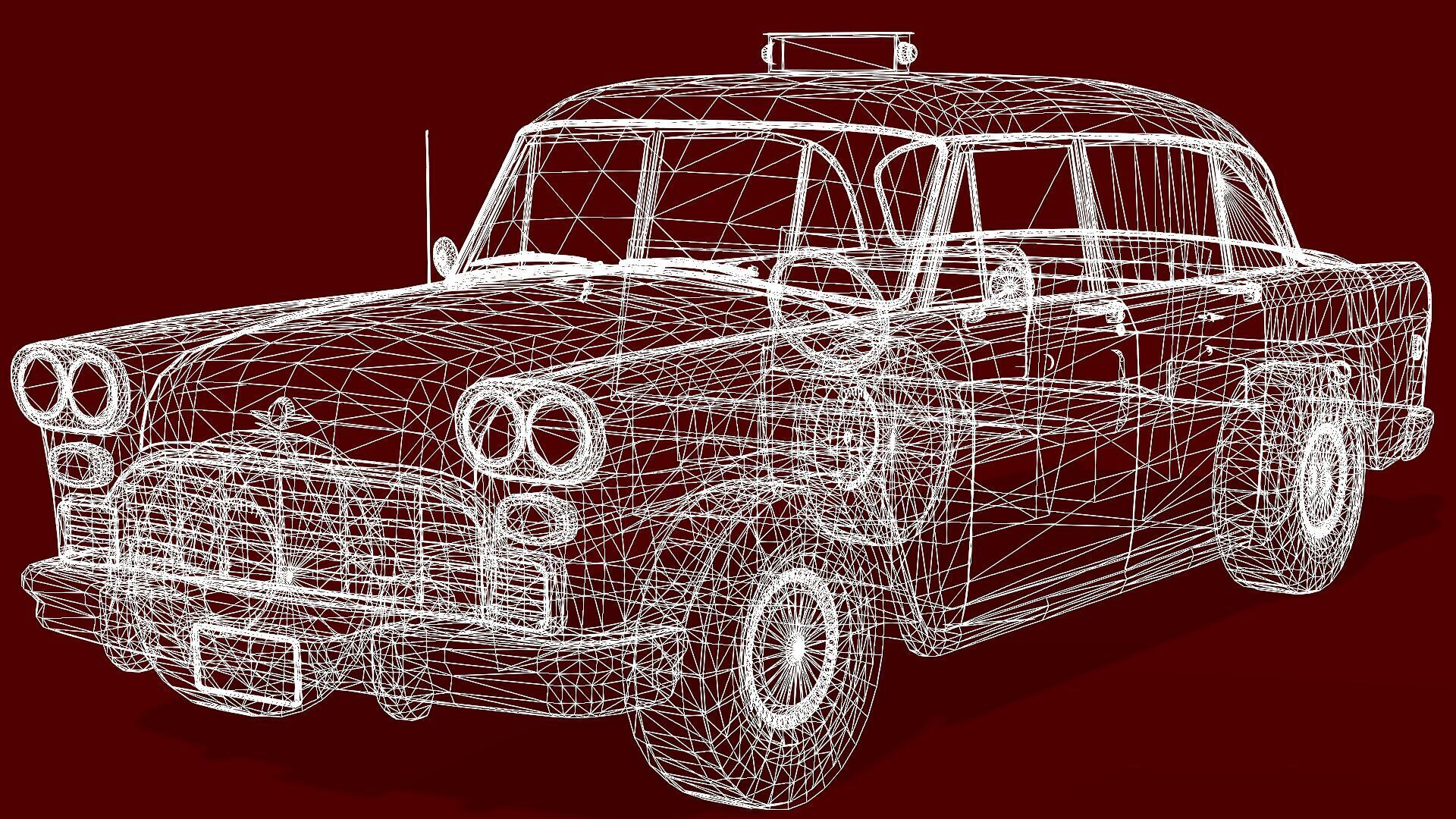 TAXI CAB CAR Low-poly 3D model_10