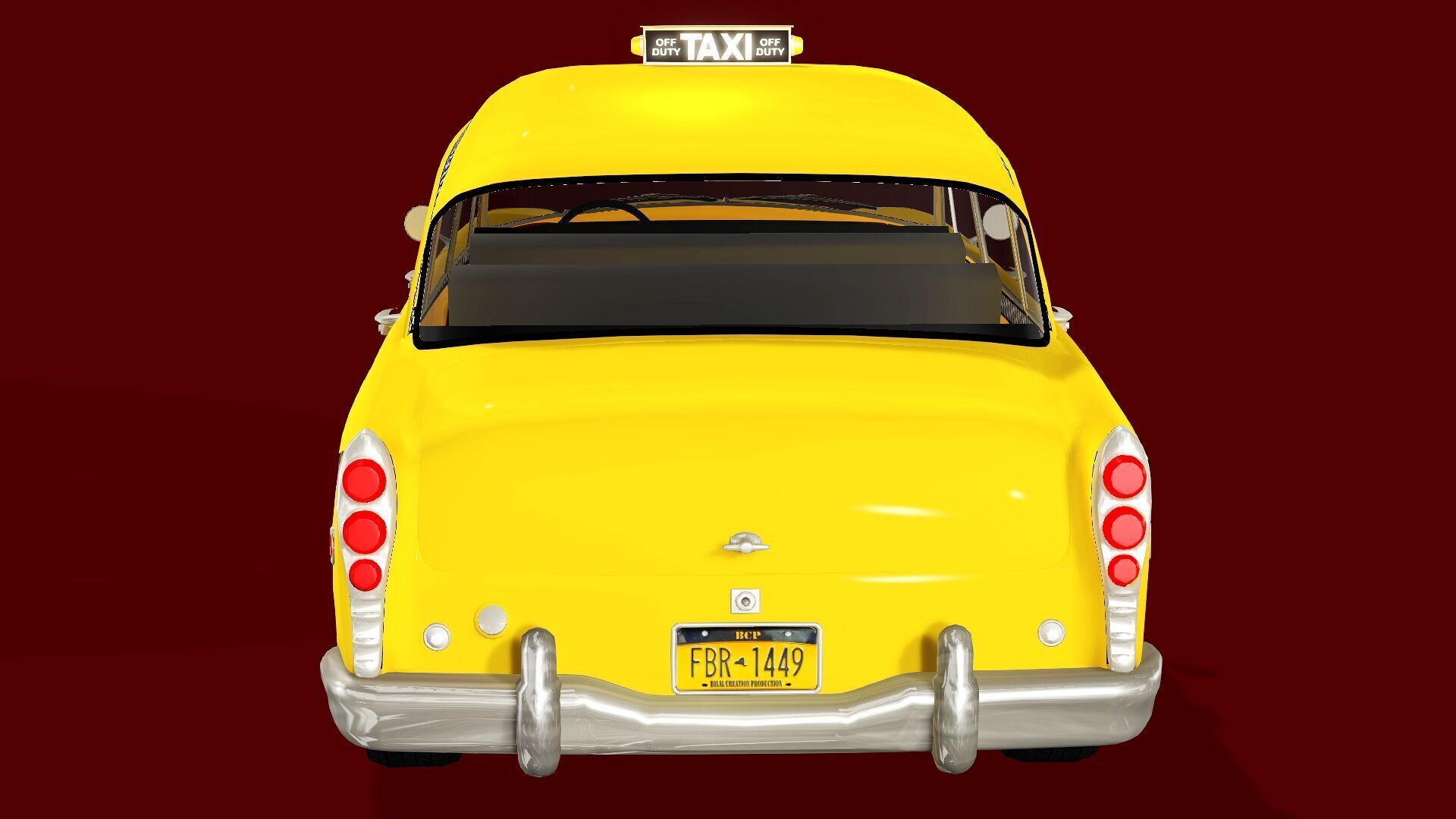 TAXI CAB CAR Low-poly 3D model_4