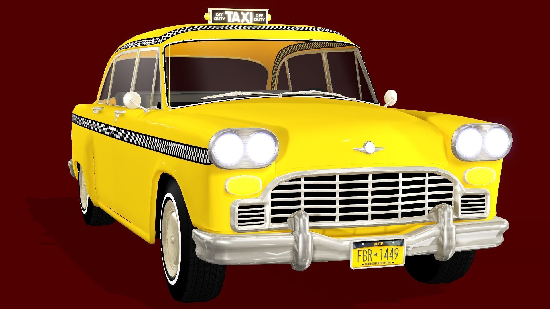 TAXI CAB CAR Low-poly 3D model_6