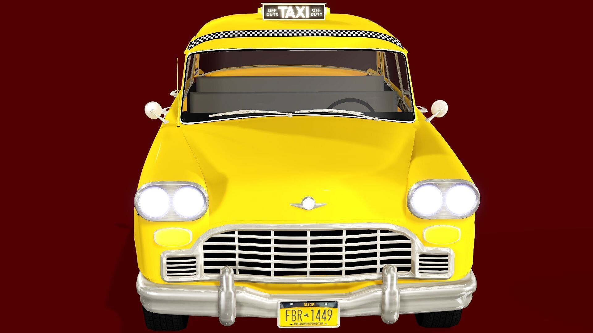 TAXI CAB CAR Low-poly 3D model_3
