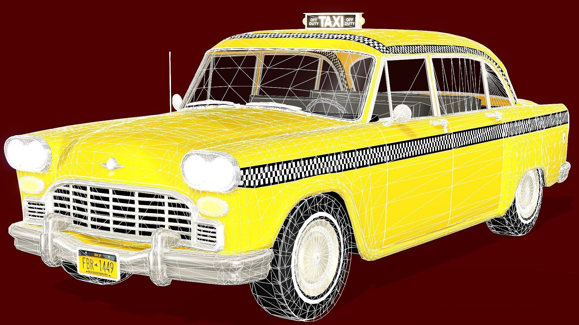 TAXI CAB CAR Low-poly 3D model_9
