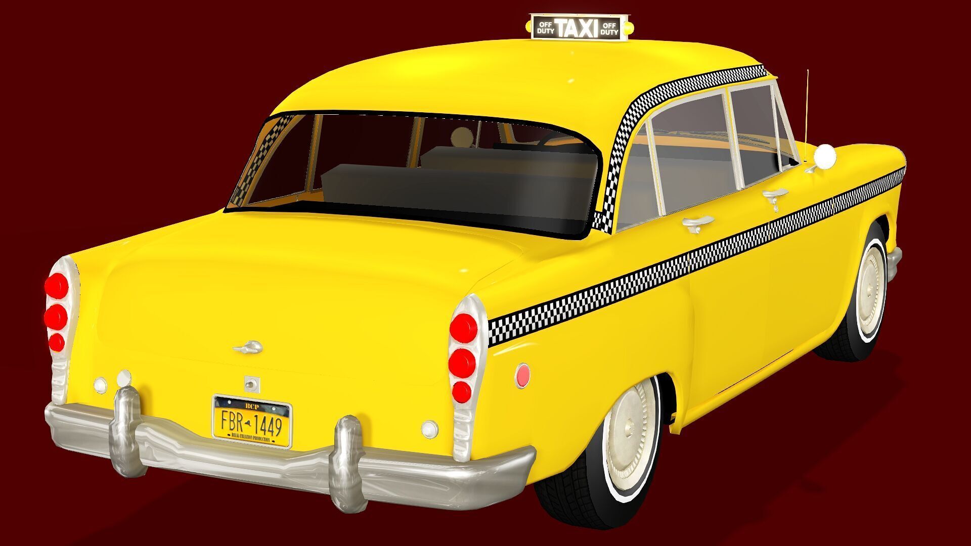 TAXI CAB CAR Low-poly 3D model_5