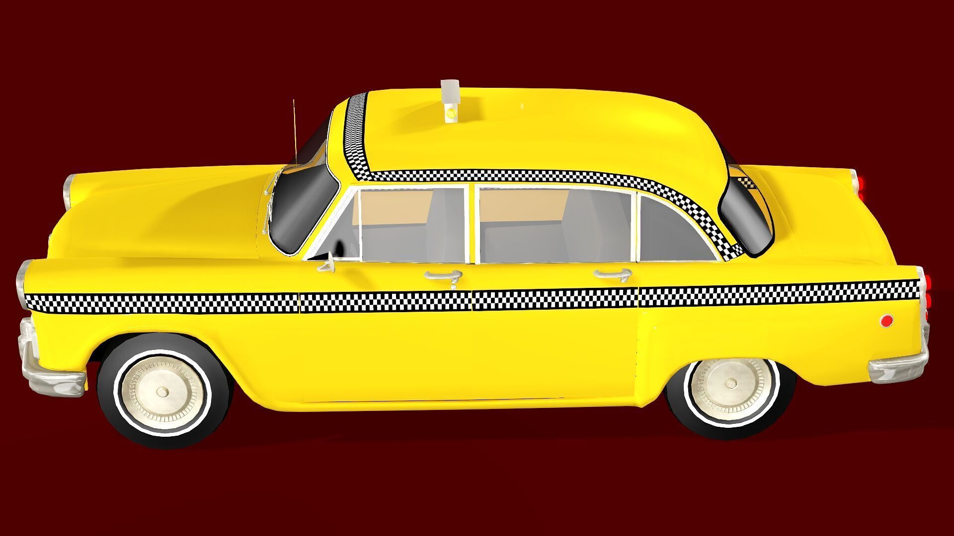TAXI CAB CAR Low-poly 3D model_2